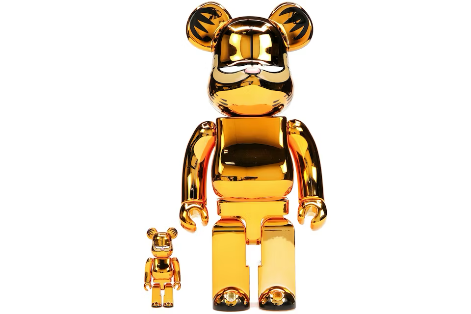 Bearbrick Garfield 100% & 400% Set Gold Chrome