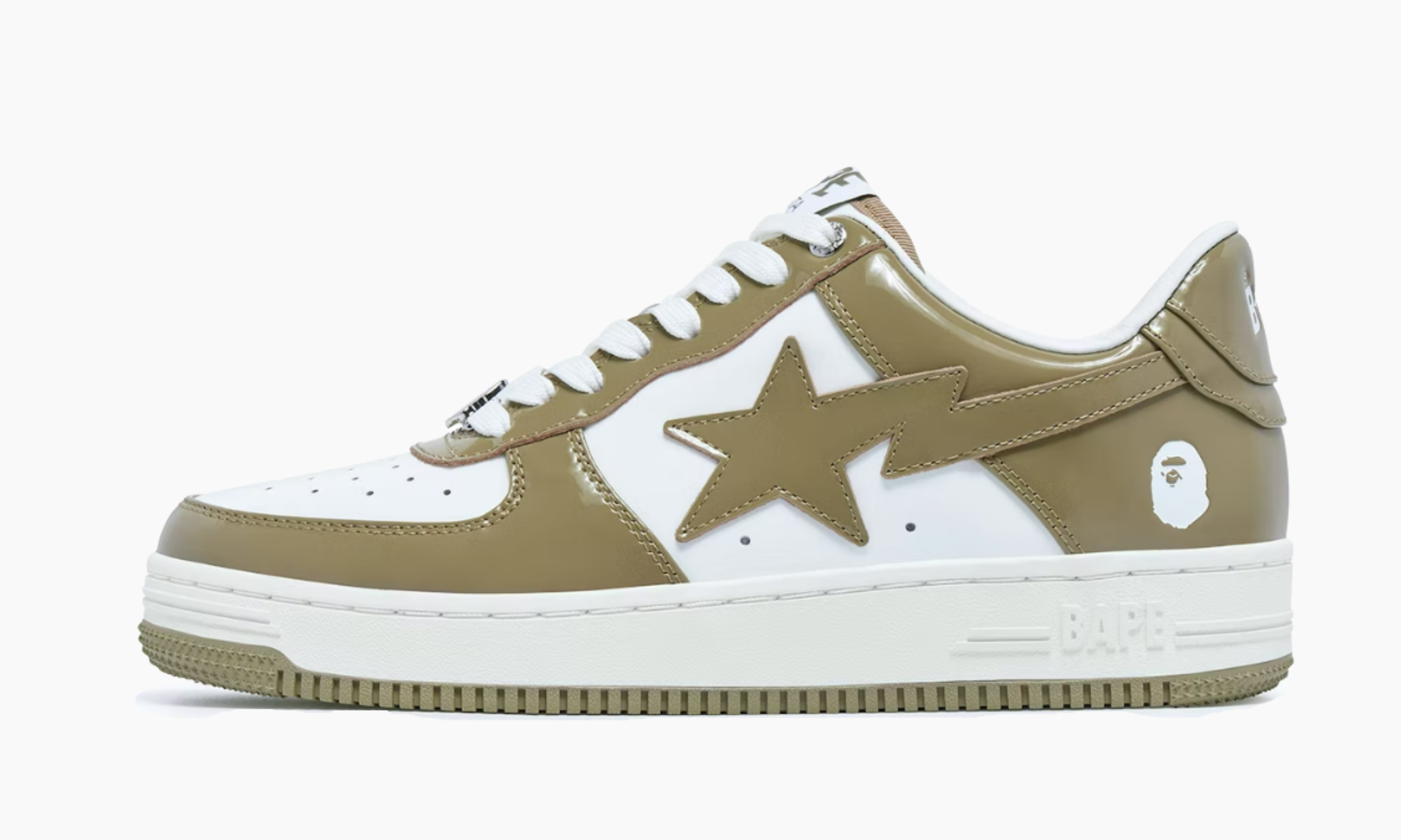 Bape Sta Patent Leather White Khaki