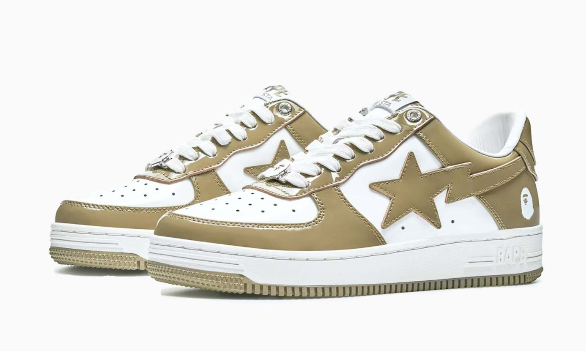 Bape Sta Patent Leather White Khaki