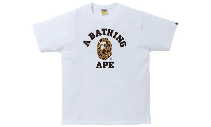 Bape T-Shirt Leopard College White